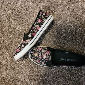 Adorable flowered slip on sneakers